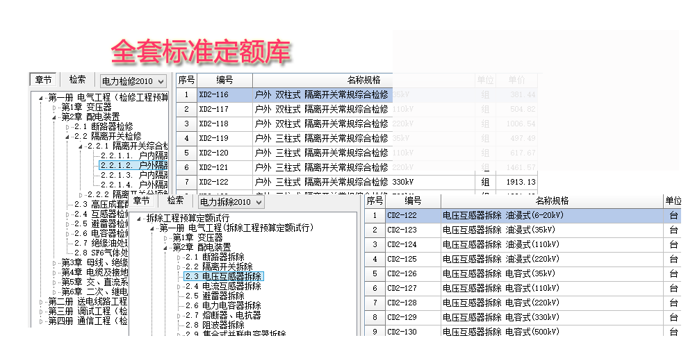 全套標(biāo)準(zhǔn)定額庫(kù)